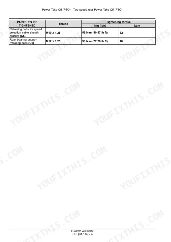New Holland T5.95 repair manual - Power Take-Off (PTO) - Two-speed rear Power Take-Off (PTO)