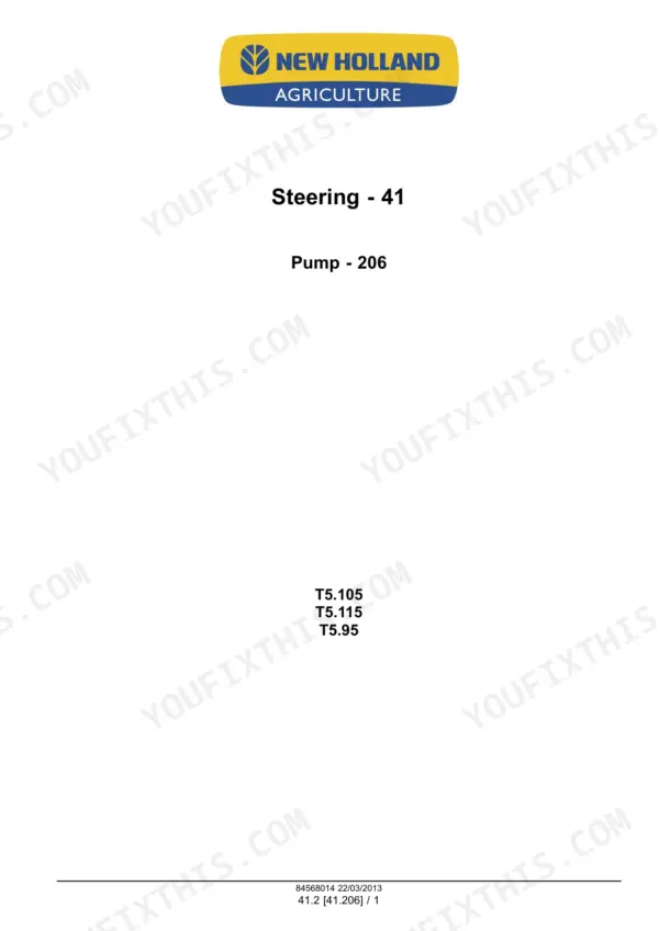 New Holland T5.95 repair manual - Steering - 41
