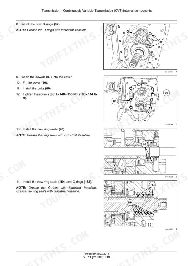 New Holland T6.120 repair manual - Transmission - Continuously Variable Transmission (CVT) internal components