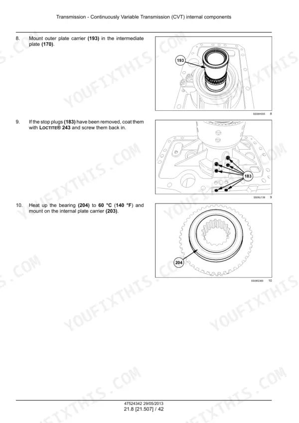 New Holland T7.220 repair manual - Transmission - Continuously Variable Transmission (CVT) internal components