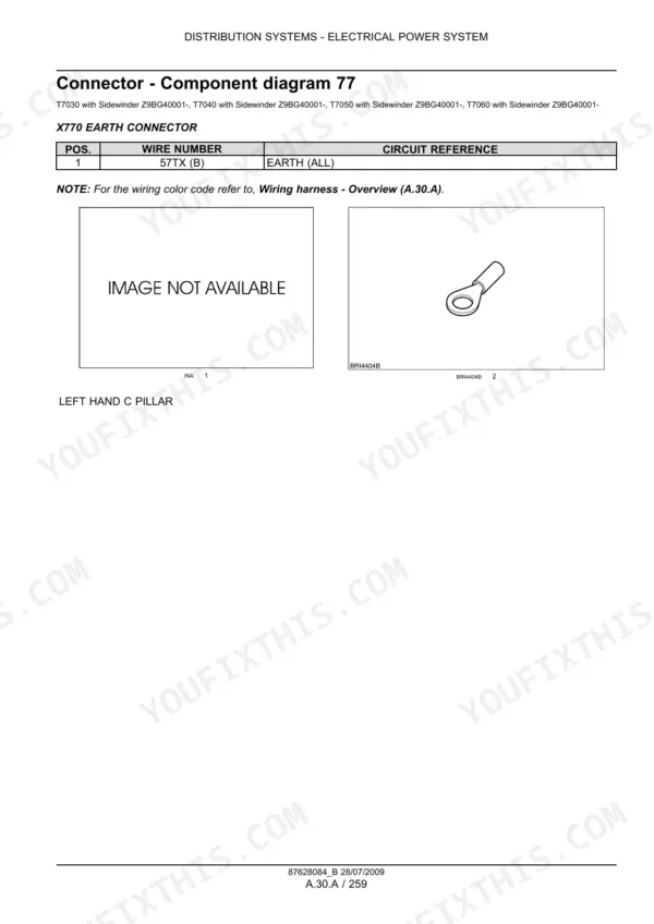 New Holland T7030 repair manual - Electrical Power System and Wiring Diagrams, Distribution Systems - Electrical Power System