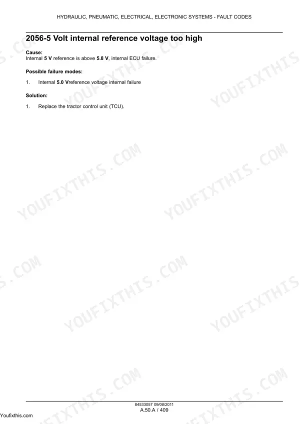 New Holland T8.275 repair manual - Hydraulic, Pneumatic, Electrical, Electronic Systems - Fault Codes