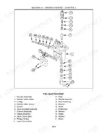 new-holland-tc18-tc21d-tc24d-tractor-repair-manual-87032528-exploded-view-127.webp New Holland TC18, TC21D, TC24D exploded view diagram of the fuel injection pump components and parts list.