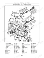 new-holland-tc29d-tc33d-tractor-repair-manual-87036760-exploded-view-249.webp New Holland TC29D, TC33D Super Steer front axle exploded view diagram with numbered component parts list.