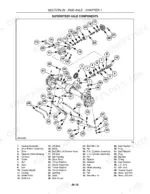 new-holland-tc29da-tc33da-tractors-repair-manual-87057407-exploded-view-273.webp New Holland TC29DA, TC33DA SuperSteer front axle components exploded view diagram and parts list.