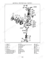 new-holland-tc30-tractor-repair-manual-87361959-exploded-view-250.webp New Holland TC30 exploded view of the FWD front axle assembly, showing drop box casing, final gears, bearings, and shafts.