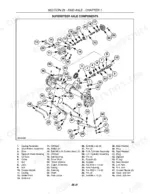 new-holland-tc31da-tc34da-tractors-repair-manual-87531021-exploded-view-281.webp New Holland TC31DA, TC34DA exploded view of SuperSteer front axle components, housing, and steering cylinders.