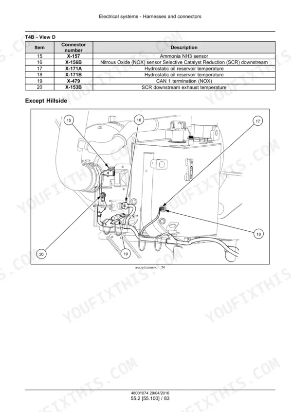 New Holland TC5.80 service manual - Electrical Systems: Circuits, Harnesses and Connectors, T4B - View D
