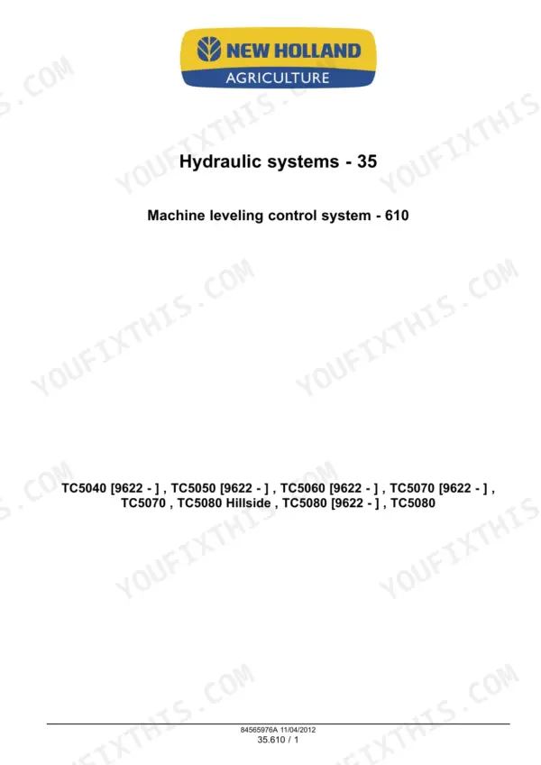 New Holland TC5040 repair manual - Hydraulic systems - 35
