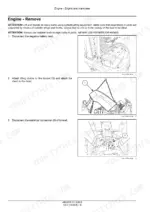 New Holland TD5.100-TD5.90 engine removal procedure: battery disconnection, bonnet lifting, and electrical connection steps.