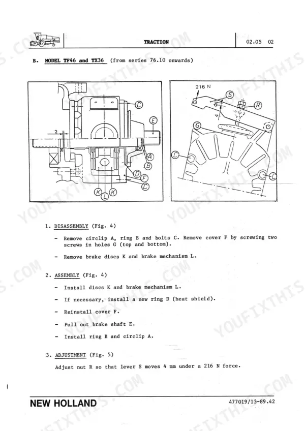 New Holland TF42 repair manual - Traction