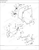 new-holland-tg285-tractor-parts-catalog-cab-parts-428.webp New Holland TG285 exploded view diagram of cab door assembly, including handle, hinges, and internal latch components.