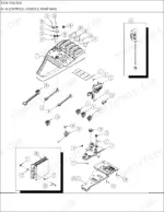 new-holland-tj275-tractor-parts-catalog-cab-parts-115.webp New Holland TJ275 exploded view of right hand console controls, switches, and electronic module components.