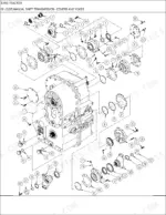 new-holland-tj450-tractor-parts-catalog-drivetrain-parts-177.webp New Holland TJ450 manual shift transmission exploded view showing covers, yokes, gaskets, and hardware components.