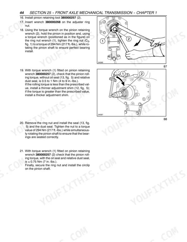 New Holland TL80A repair manual - FRONT AXLE MECHANICAL TRANSMISSION, Section 25 -- Front Axle Mechanical Transmission -- Chapter 1