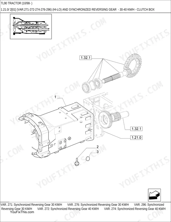 New Holland TL90 parts catalog - Transmission, TL90 Tractor (10/98- )