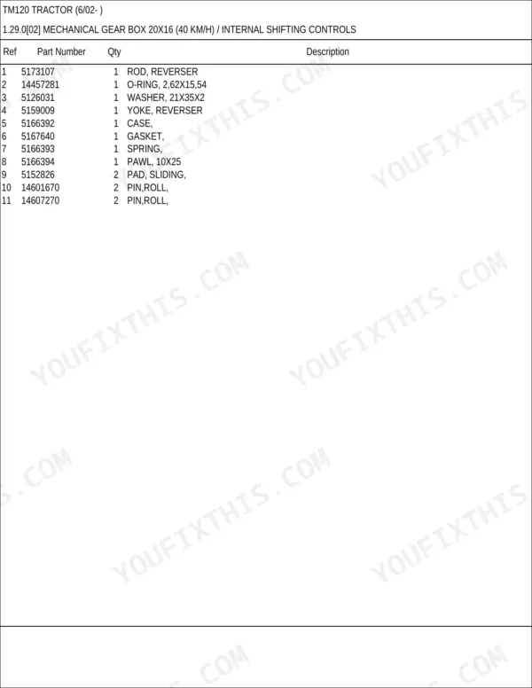 New Holland TM120 parts catalog - Transmission, TM120 Tractor (6/02- )