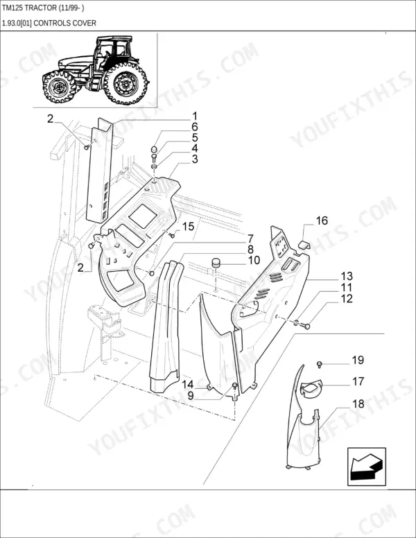 New Holland TM125 parts catalog - Driver's Compartment, TM125 Tractor (11/99- )