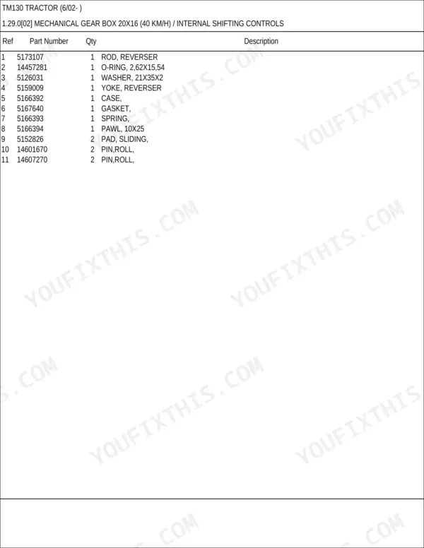 New Holland TM130 parts catalog - Transmission, TM130 Tractor (6/02- )