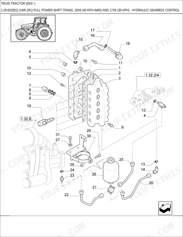 New Holland TM140 parts catalog - Transmission, TM140 Tractor (6/02- )