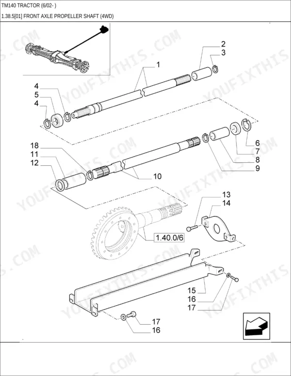New Holland TM140 parts catalog - Front Axle, TM140 Tractor (6/02- )