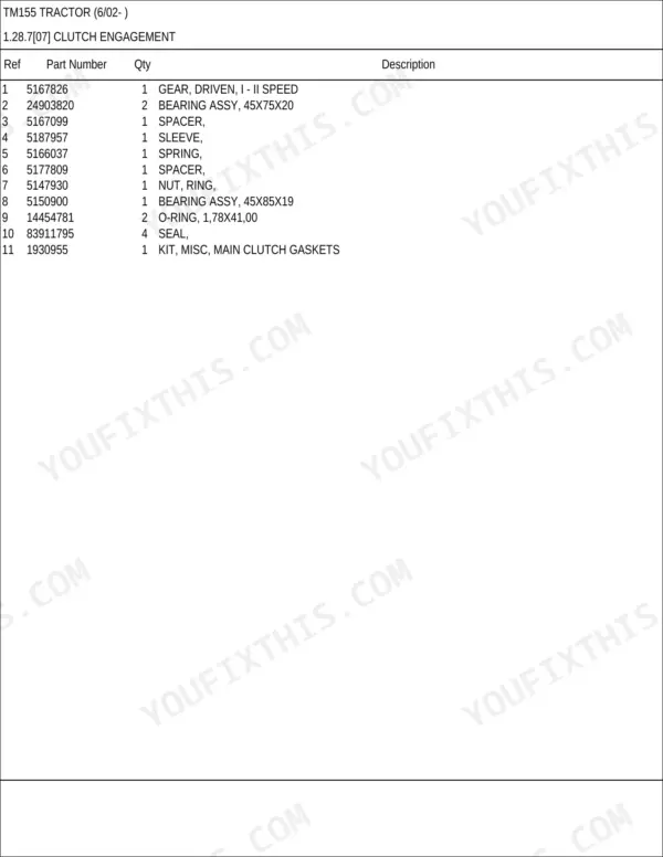 New Holland TM155 parts catalog - Transmission, TM155 Tractor (6/02- )