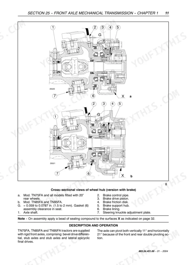 New Holland TN75FA service manual - Section 25 -- Front Axle Mechanical Transmission -- Chapter 1