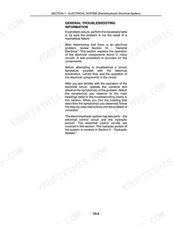 New Holland TR96 repair manual - SECTION 1 - ELECTRICAL SYSTEM (Electrohydraulic Electrical System)