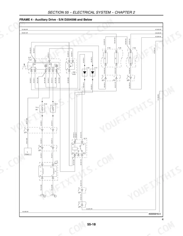 New Holland TV140 electrical wiring diagram sheet with relay and fuse callouts