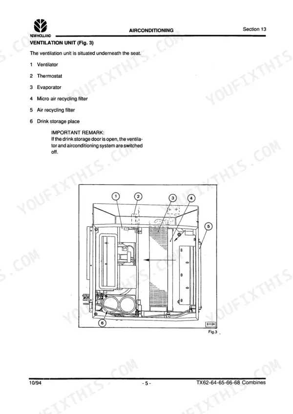 New Holland TX62 service manual - Airconditioning, Section 13