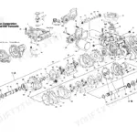 New Holland YT12.5, YT14, YT16, YT16H, YT18H, 09GN-2155, 9607430, 9801250, 9809209, 09GN-2151, 09GN-2152, 09GN-2153, 9607431, 9800686, 09GN-2198, 09GN-2199, 9607432, 9607481, 9800687, 9607482, 9800688, YT16 H, YT18 H, 09GN-2154, Yard Tractor, 16 H.P. Yard Tractor (Gear Drive), YT 16 Gear Drive: Exploded view diagram of Eaton Model 850 transaxle components.