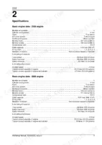 perkins-2300-series-6-cylinder-turbocharged-diesel-engine-shop-manual-tsd3455e-specs-17.webp Perkins 2300, 2306A-E14, 2306C-E14 engine specifications table for 2306 and 2806 models including bore, stroke, and oil capacity.