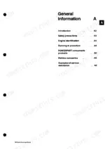 perkins-4-135-4-154-4-182-diesel-engine-shop-manual-601-ser01901176-page-4.webp Perkins 4.135, 4.154, 4.182 workshop manual table of contents for General Information section A, listing page references.