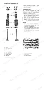 perkins-4-2482-to-m90-diesel-engines-workshop-manual-601-tpd-0393-1229-exploded-view-36.webp Perkins 4.2482, 4.236: Cylinder head valve maintenance, spring removal procedures, and rocker shaft assembly diagrams.