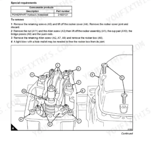 Perkins 4006-23 TAG Series rocker box and valve gear removal procedure diagram.