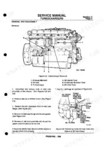 perkins-peregrine-1300-series-6-cylinder-diesel-engines-service-manual-tp-d-019-2-1307-procedures-33.webp Perkins Peregrine, 1300 Series turbocharger removal procedure, oil inlet tube removal diagram, and component list.