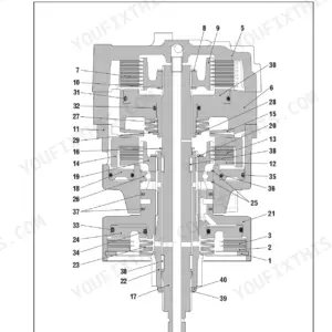 Same Dorado Power Shuttle HML unit clutches assembly cross-section diagram for disassembly procedure.