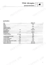 same-titan-to-190-tractor-workshop-manual-307-1055-3-0-specs-24.webp Same Titan 160, Titan 190 engine specifications table including bore, stroke, displacement, and horsepower data.