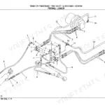 Takeuchi TB007 lower hydraulic piping diagram showing hoses, fittings, and connectors for the excavator system.
