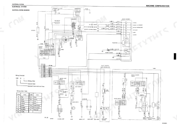 Takeuchi TB020, COMPACT EXCAVATOR, 78.4 mm STROKE SERIES, 00880, electrical wiring diagram showing battery, fuse box, and switches.
