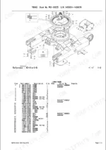 takeuchi-tb045-hydraulic-excavator-parts-catalog-pk2-102z5-parts-list-12-1.webp Takeuchi TB045 exploded view of lower frame and slew bearing assembly with corresponding parts list table.
