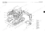 Takeuchi TB070 exploded view diagram identifying major components like cab, boom, bucket, and hydraulic tank.