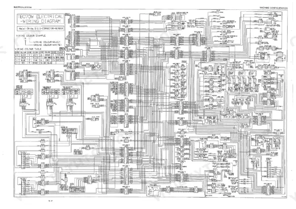 Takeuchi TB07DW, TB070W electrical wiring diagram showing connectors, fuse boxes, and machine configuration components.