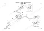 Takeuchi TB15FR exploded view of the lower hydraulic piping, showing hose routing, fittings and clamp positions.
