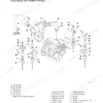 Takeuchi TB175, TB175 Compact Excavator, YDP-MP2, YDP-MP4 exploded view of engine mount system, silencer, and exhaust pipe.