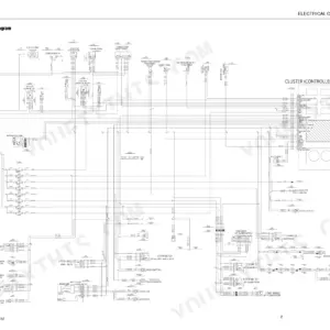 Takeuchi TB215R electrical schematic diagram showing starter motor, glow plug, cluster controller, and fuse box wiring.