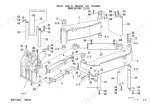takeuchi-tb25fr-hydraulic-excavator-parts-catalog-be4z001-boom-parts-44.webp Takeuchi TB25FR exploded view diagram of boom offset components, pins, bushings, and hydraulic cylinder assembly.