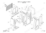 takeuchi-tb28fr-hydraulic-excavator-parts-catalog-bf4z006-cab-parts-158.webp Takeuchi TB28FR exploded view diagram of cab assembly components including door, window, and roof parts.