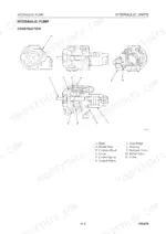 takeuchi-tb53fr-compact-excavator-workshop-manual-cj1e001-exploded-view-113.webp Takeuchi TB53FR, RHB31, RHB51, 3TNE84T... Hydraulic pump construction diagram showing shaft, swash plate, and piston components.