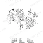 Takeuchi TB80FR, 4TNE94.98, 4TNE106 (T), 4TNE94, 4TNE98, 4TNE106 exploded view of engine mount, radiator, and oil cooler assembly.